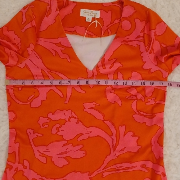 JULIE  Brown  New York Neon Pink and Orange Dress Sz M - Picture 8 of 9